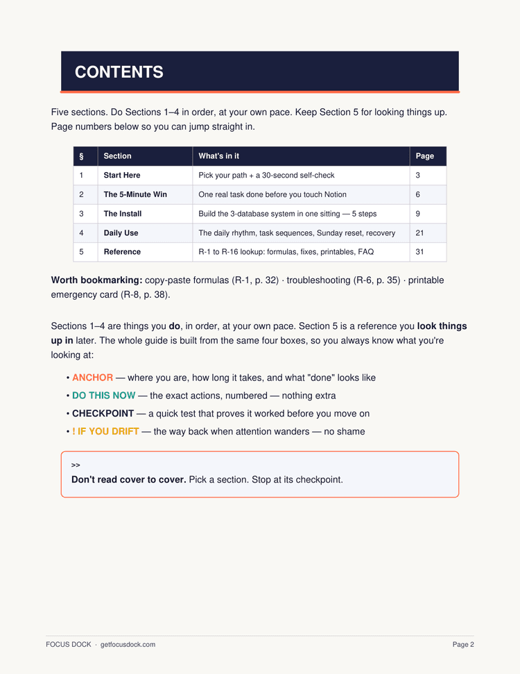 Contents — pick a section