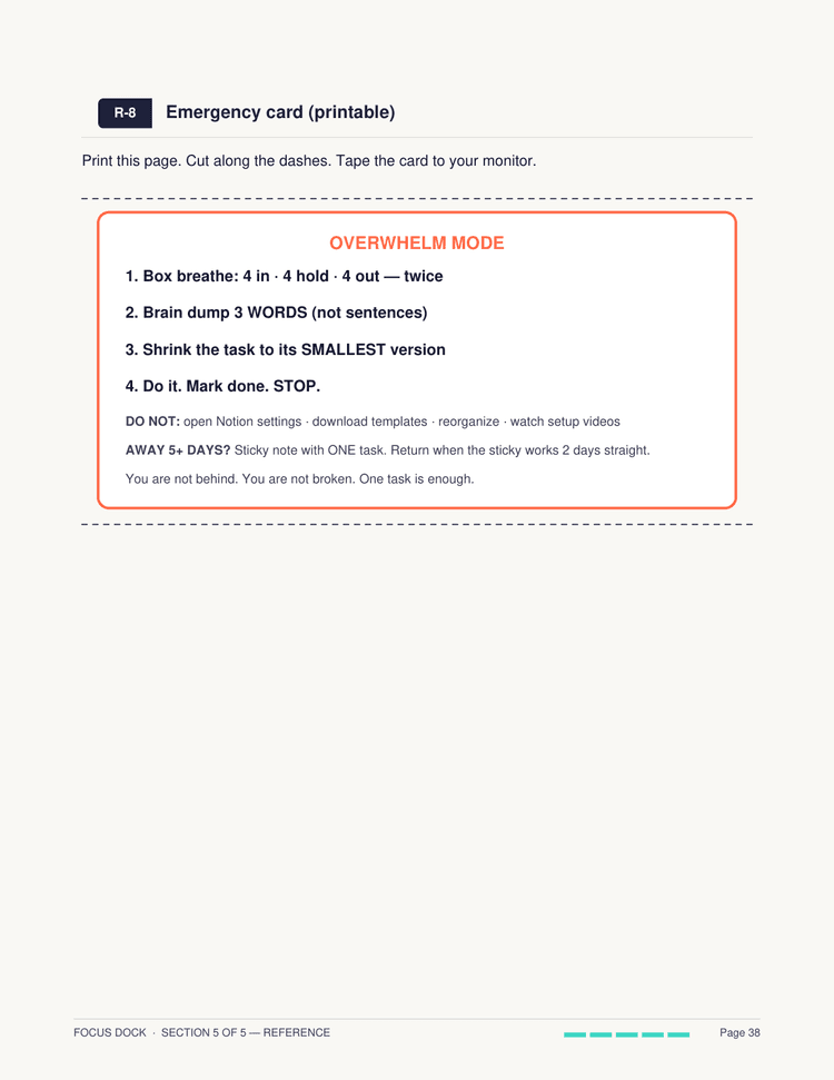 Printable emergency card